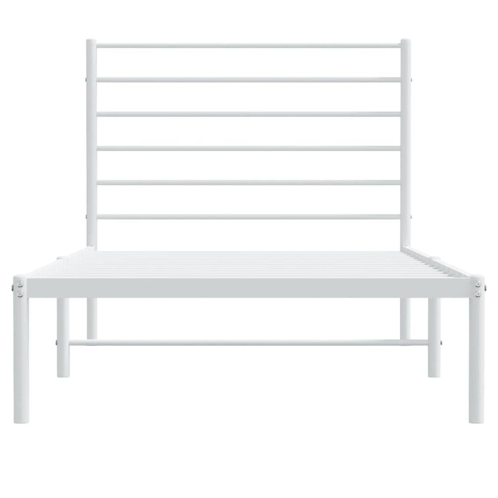 Metal Bed Frame with Headboard White 39.4"x78.7". Picture 5