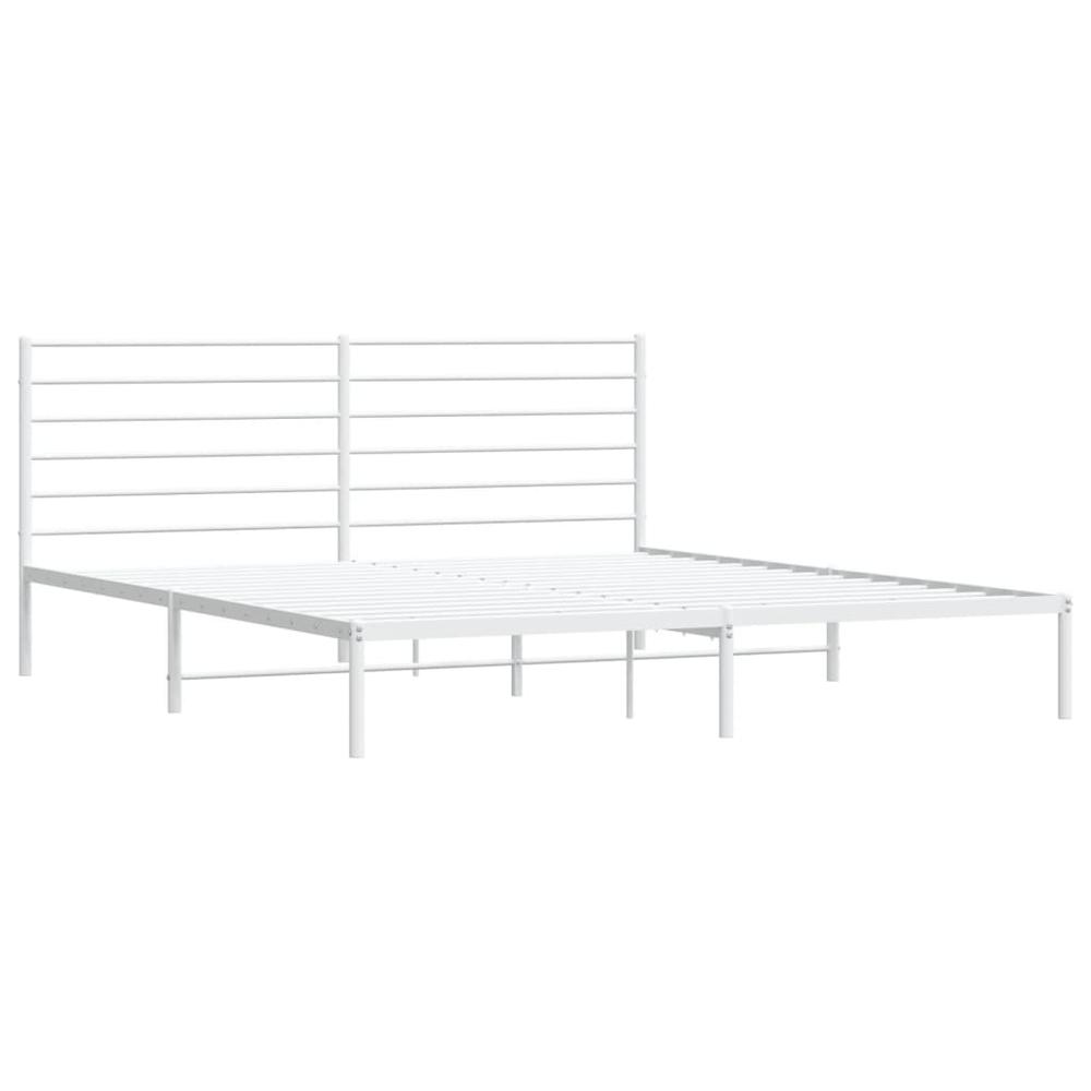 Metal Bed Frame with Headboard White 72"x83.9" California King. Picture 4