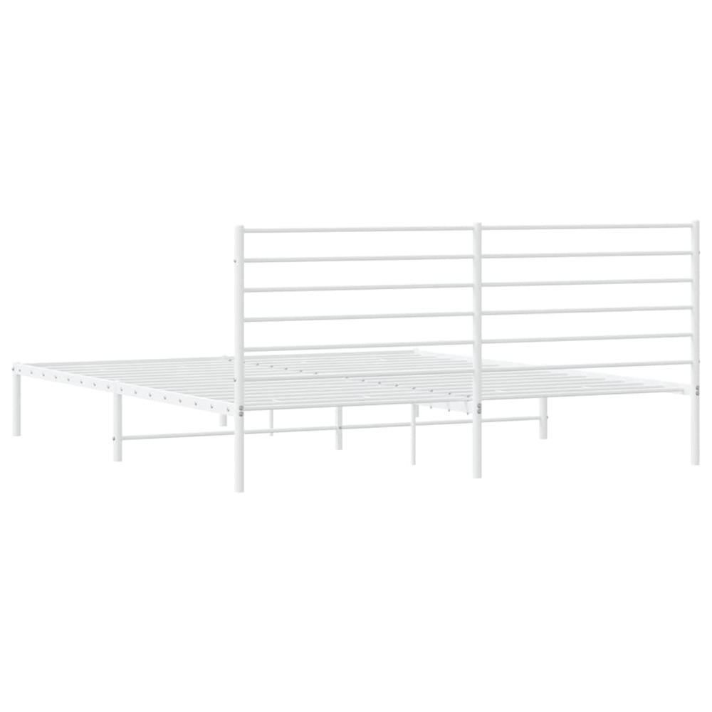 Metal Bed Frame with Headboard White 72"x83.9" California King. Picture 7