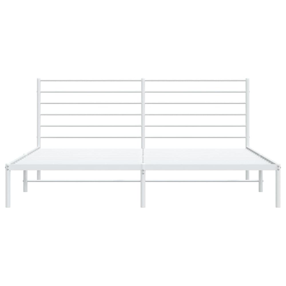 Metal Bed Frame with Headboard White 76"x79.9" King. Picture 5