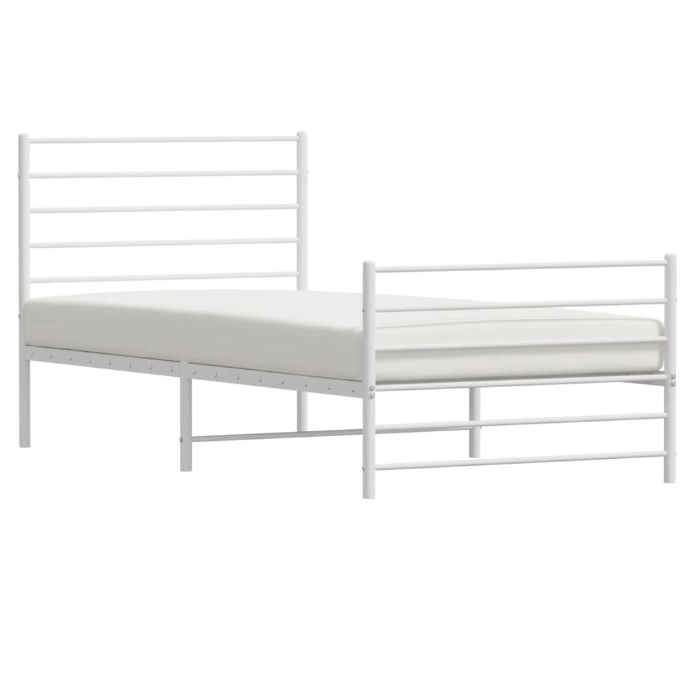 Metal Bed Frame with Headboard and Footboard White 39.4"x74.8" Twin. Picture 3