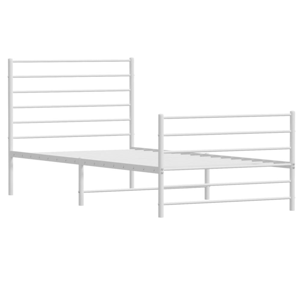 Metal Bed Frame with Headboard and Footboard White 39.4"x74.8" Twin. Picture 4