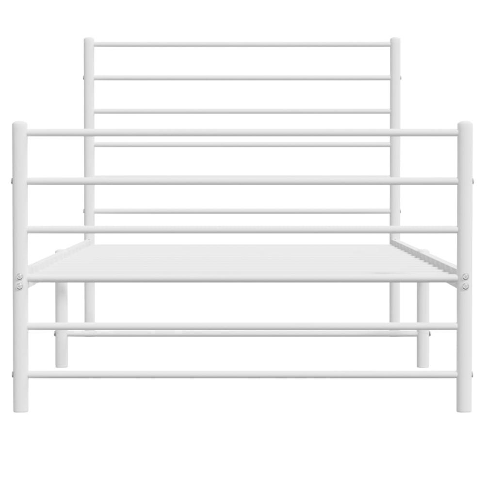 Metal Bed Frame with Headboard and Footboard White 39.4"x74.8" Twin. Picture 5