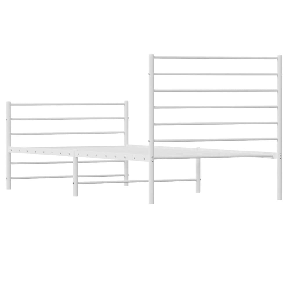 Metal Bed Frame with Headboard and Footboard White 39.4"x74.8" Twin. Picture 7