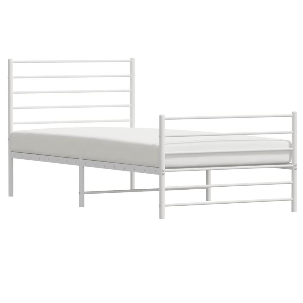 Metal Bed Frame with Headboard and Footboard White 39.4"x78.7". Picture 3