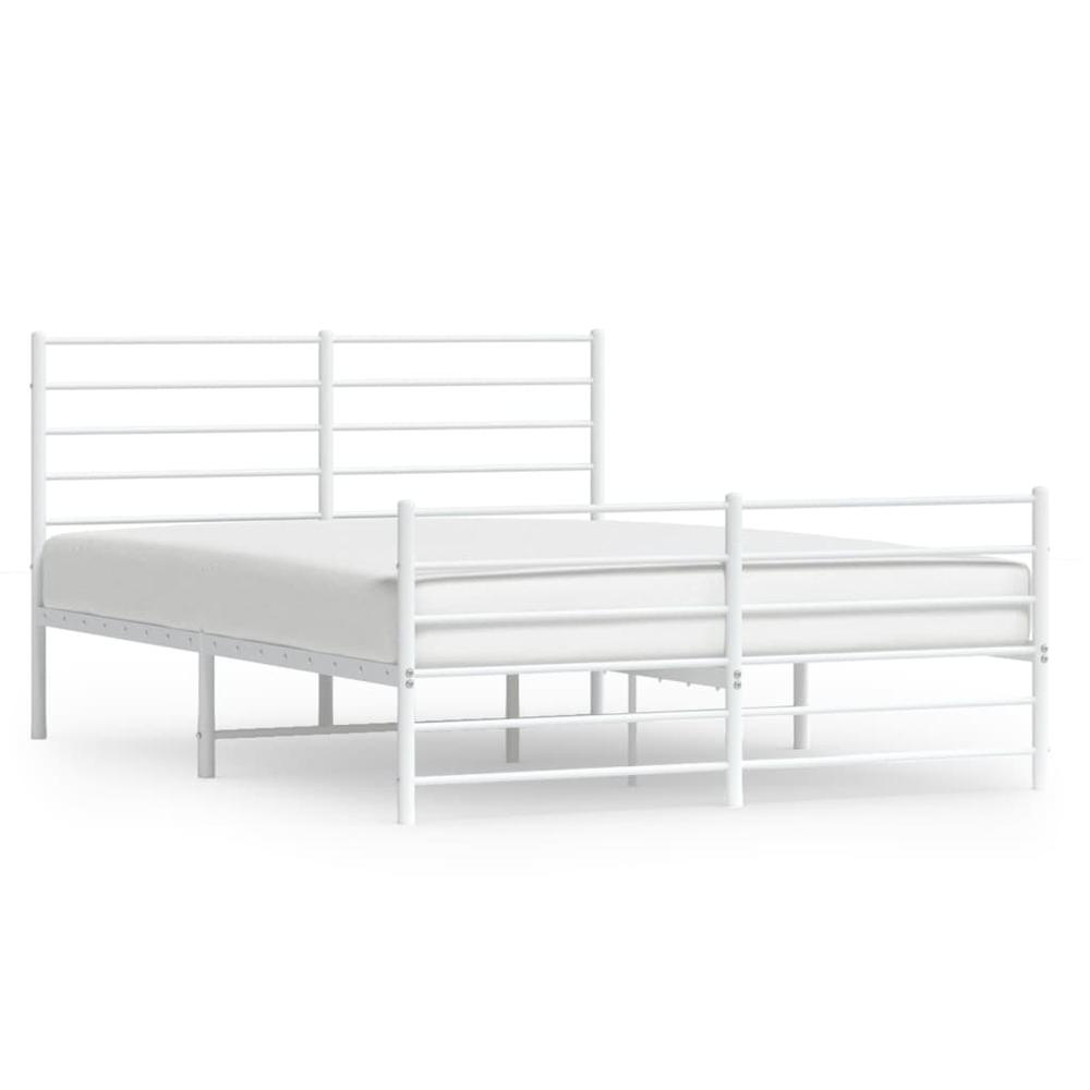 Metal Bed Frame with Headboard and Footboard White 53.9"x74.8" Full. Picture 1