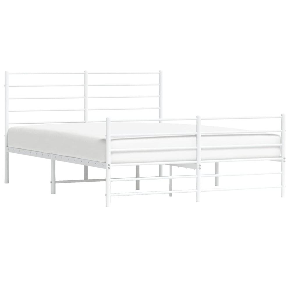 Metal Bed Frame with Headboard and Footboard White 53.9"x74.8" Full. Picture 3