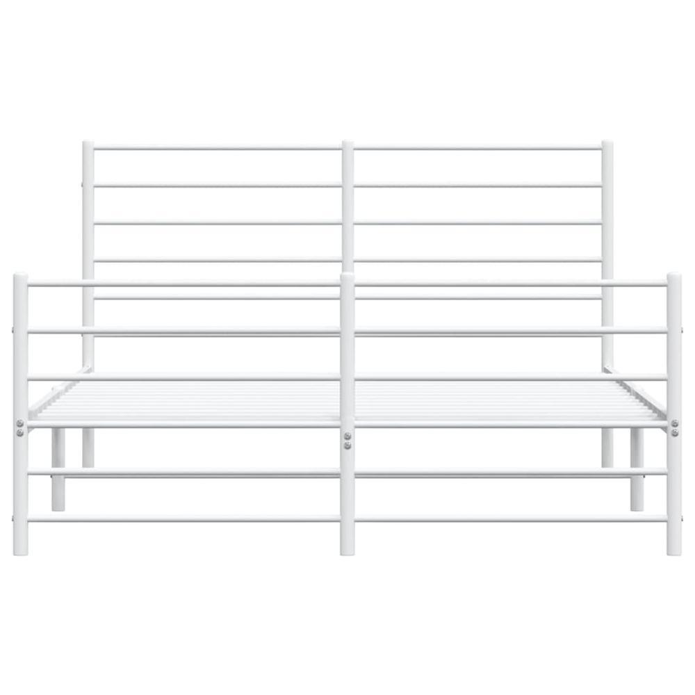 Metal Bed Frame with Headboard and Footboard White 53.9"x74.8" Full. Picture 5