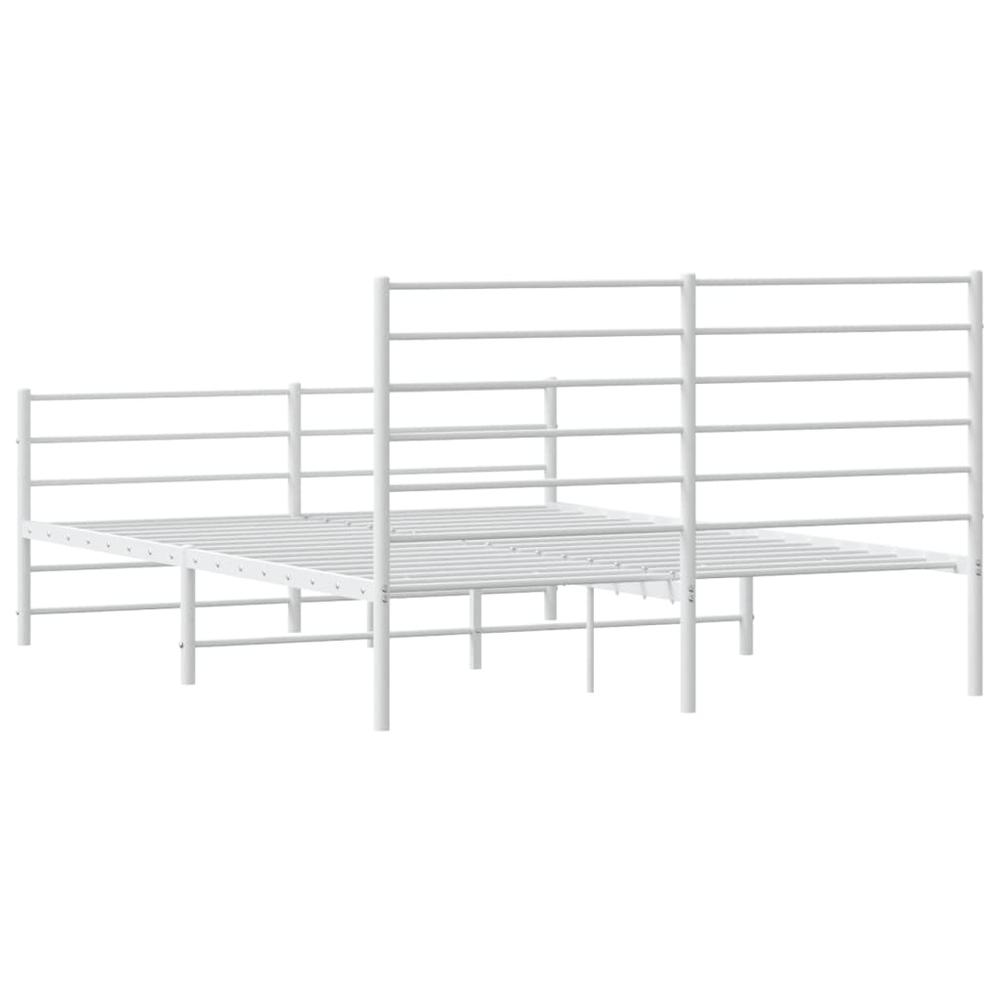 Metal Bed Frame with Headboard and Footboard White 53.9"x74.8" Full. Picture 7