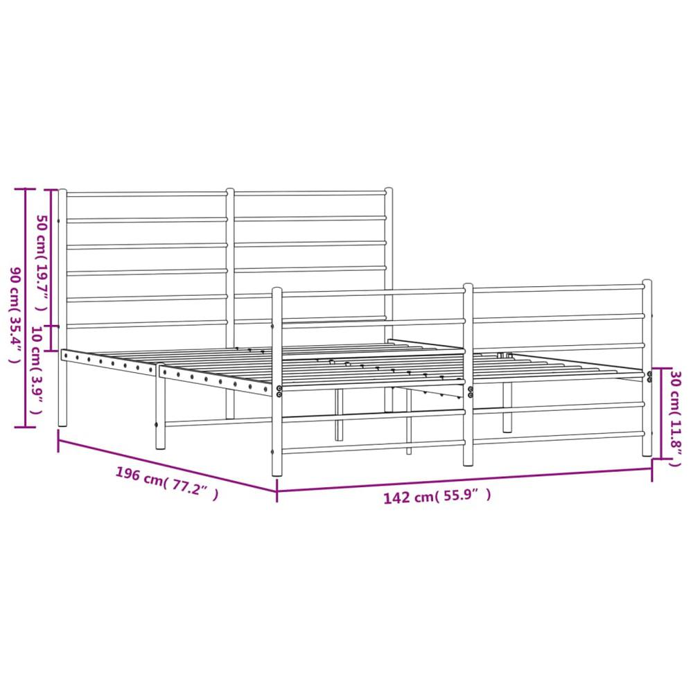 Metal Bed Frame with Headboard and Footboard White 53.9"x74.8" Full. Picture 9