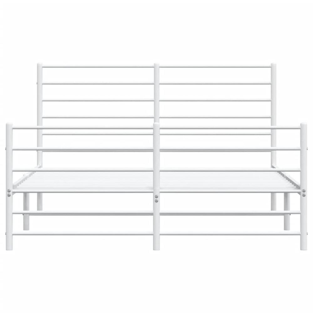 Metal Bed Frame with Headboard and Footboard White 59.8"x78.7". Picture 5
