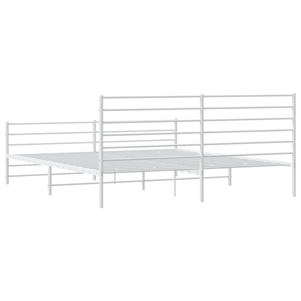Metal Bed Frame with Headboard&Footboard White 72"x83.9" California King. Picture 7
