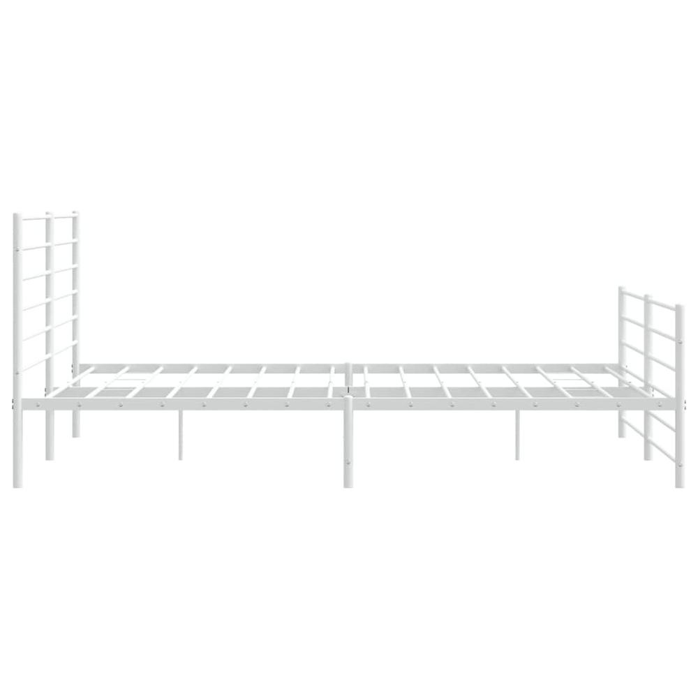 Metal Bed Frame with Headboard and Footboard White 76"x79.9" King. Picture 6