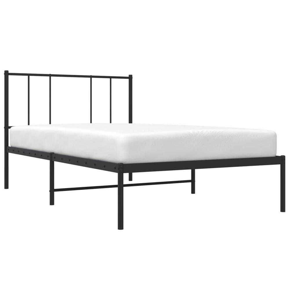 Metal Bed Frame with Headboard Black 39.4"x78.7". Picture 2