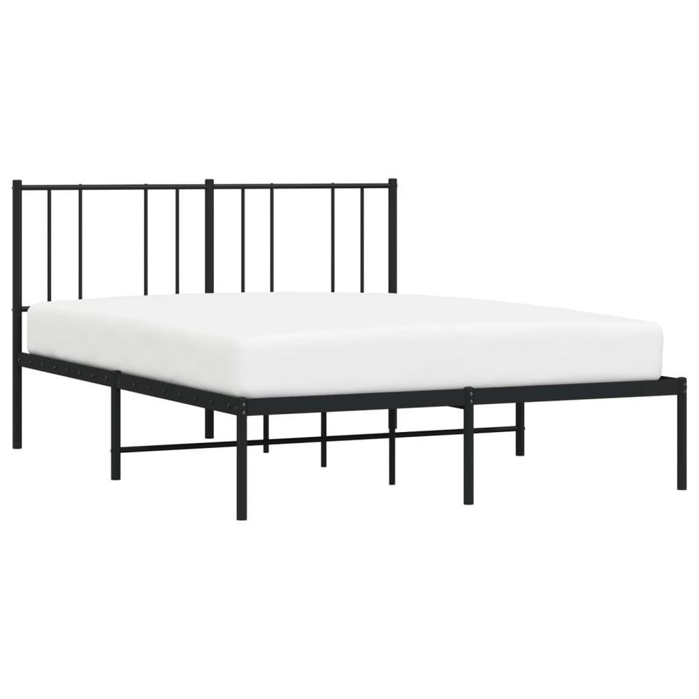 Metal Bed Frame with Headboard Black 59.8"x78.7". Picture 2