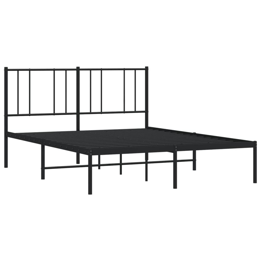 Metal Bed Frame with Headboard Black 59.8"x78.7". Picture 4