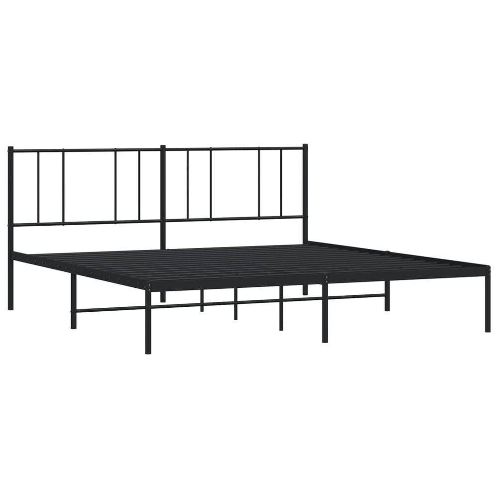 Metal Bed Frame with Headboard Black 76"x79.9" King. Picture 4