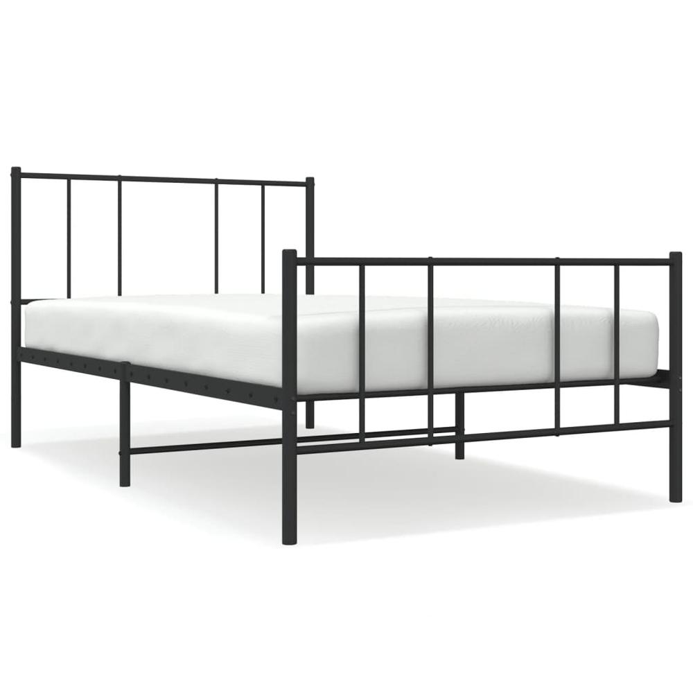 Metal Bed Frame with Headboard and Footboard Black 39.4"x78.7". Picture 1
