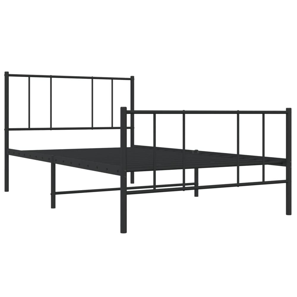Metal Bed Frame with Headboard and Footboard Black 39.4"x78.7". Picture 4