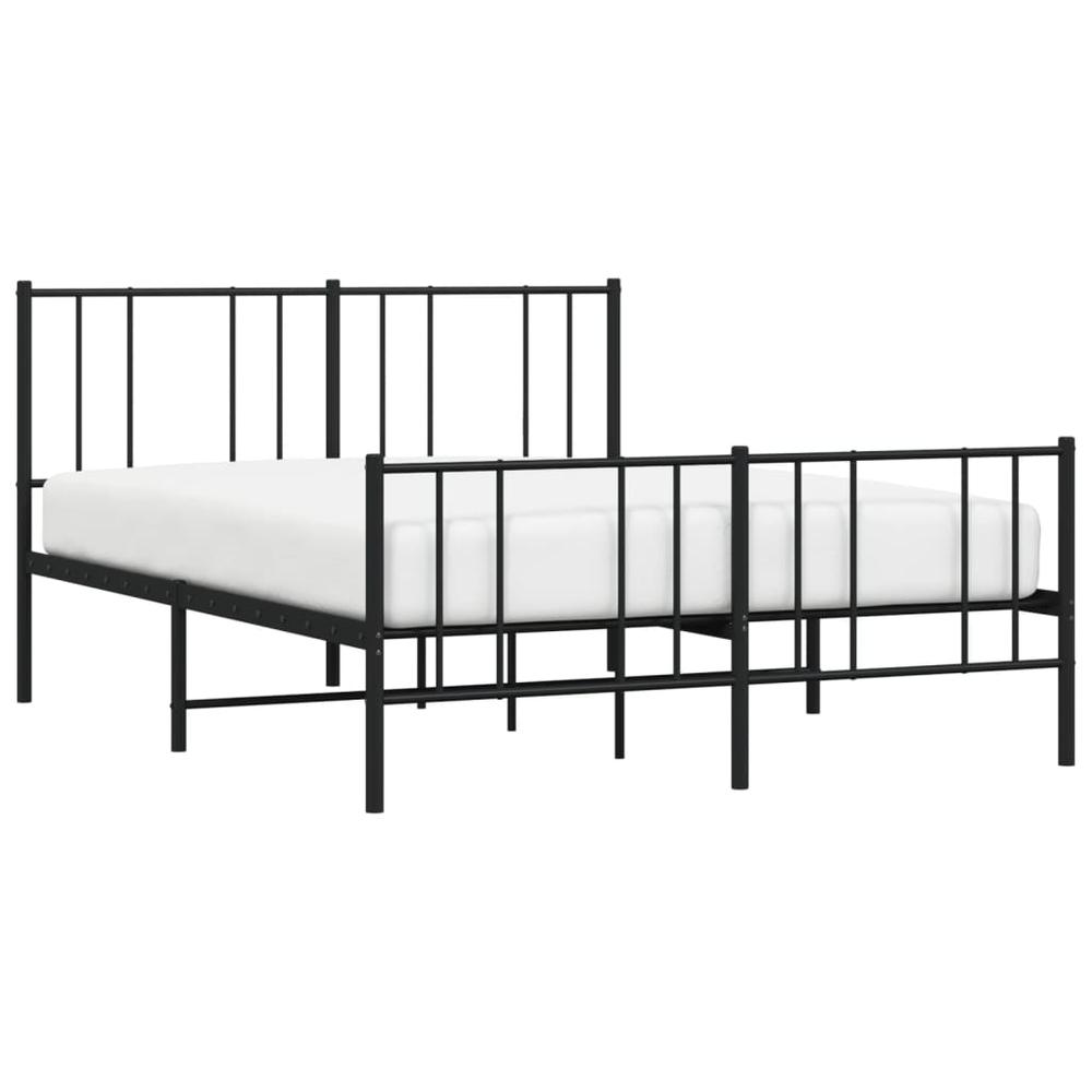 Metal Bed Frame with Headboard and Footboard Black 59.8"x78.7". Picture 2