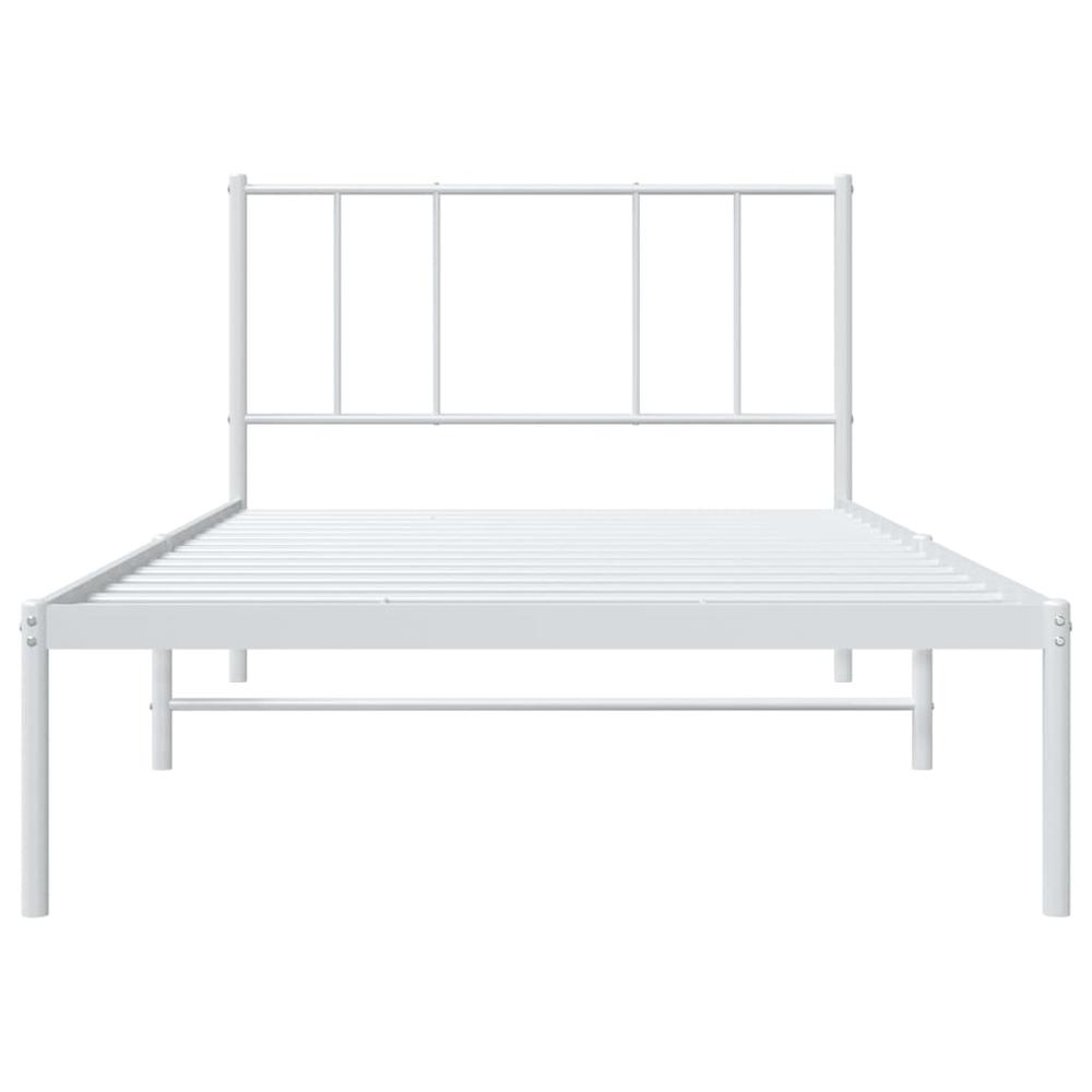 Metal Bed Frame with Headboard White 39.4"x78.7". Picture 5
