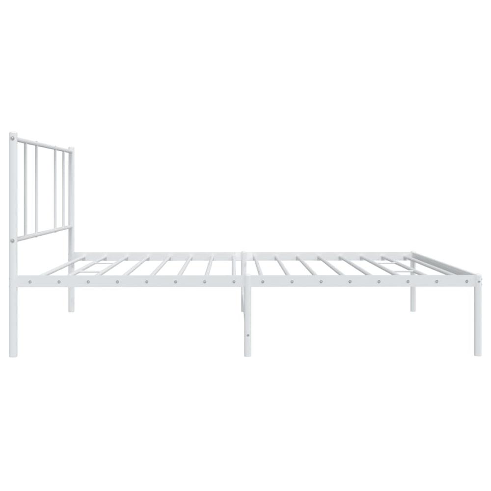 Metal Bed Frame with Headboard White 39.4"x78.7". Picture 6