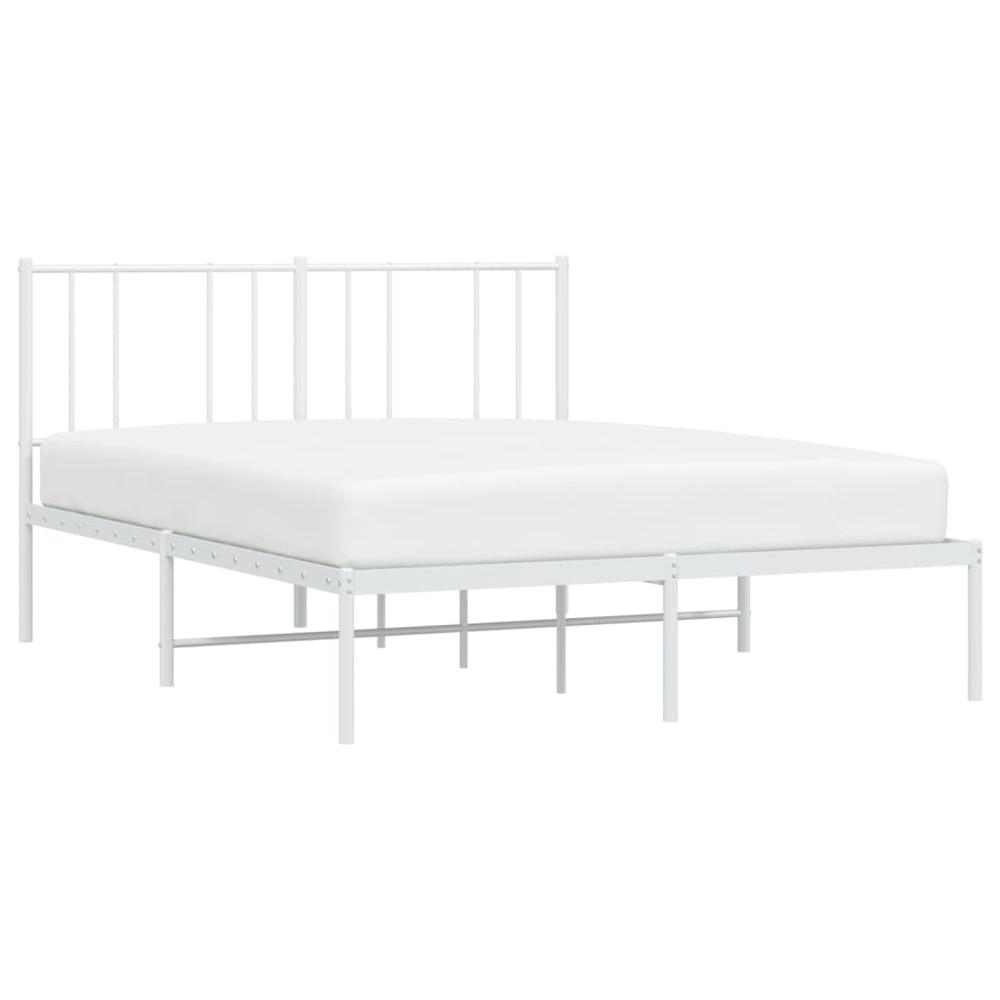 Metal Bed Frame with Headboard White 59.8"x78.7". Picture 2