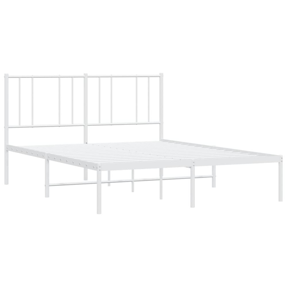 Metal Bed Frame with Headboard White 59.8"x78.7". Picture 4
