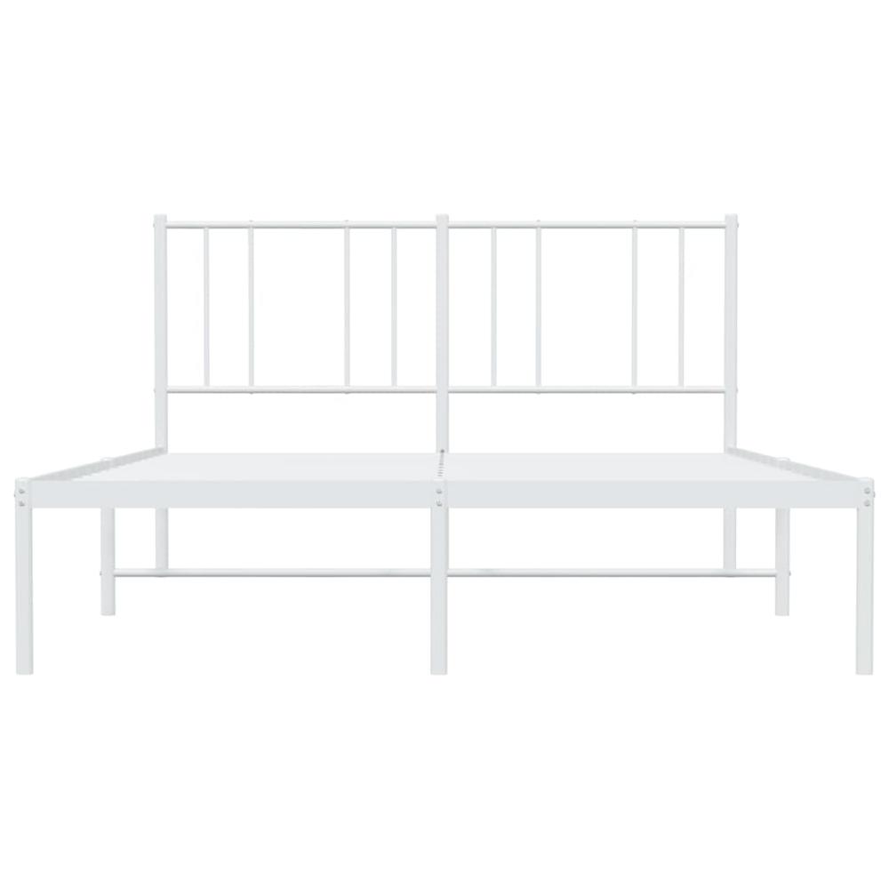 Metal Bed Frame with Headboard White 59.8"x78.7". Picture 5