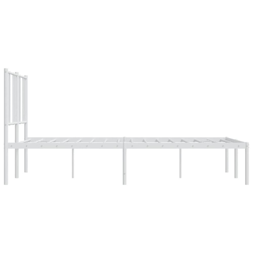 Metal Bed Frame with Headboard White 59.8"x78.7". Picture 6