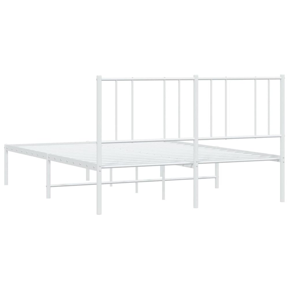 Metal Bed Frame with Headboard White 59.8"x78.7". Picture 7