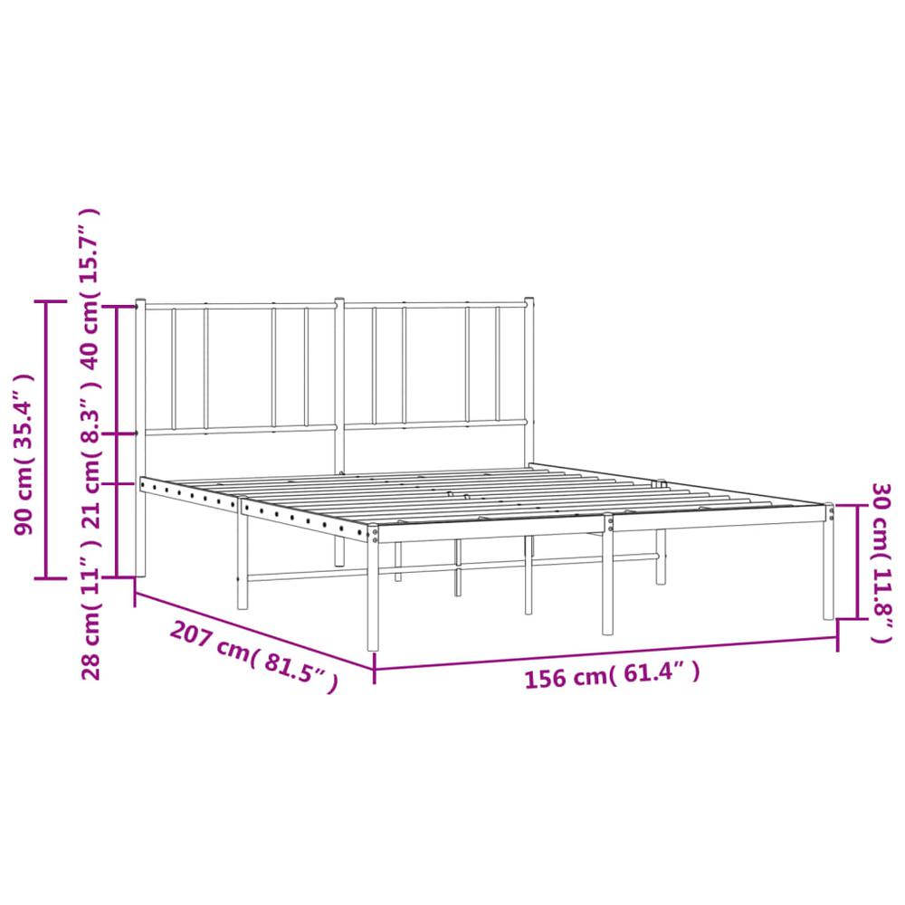 Metal Bed Frame with Headboard White 59.8"x78.7". Picture 9
