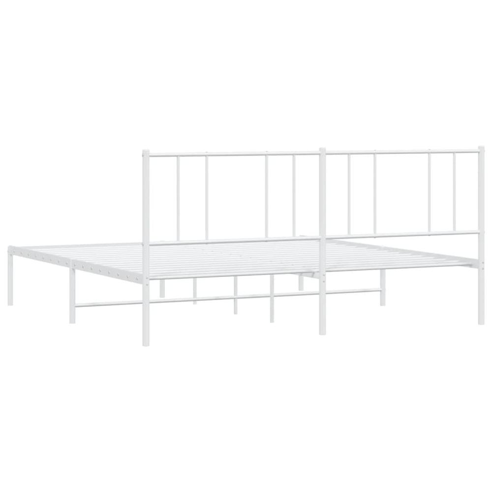 Metal Bed Frame with Headboard White 76"x79.9" King. Picture 7