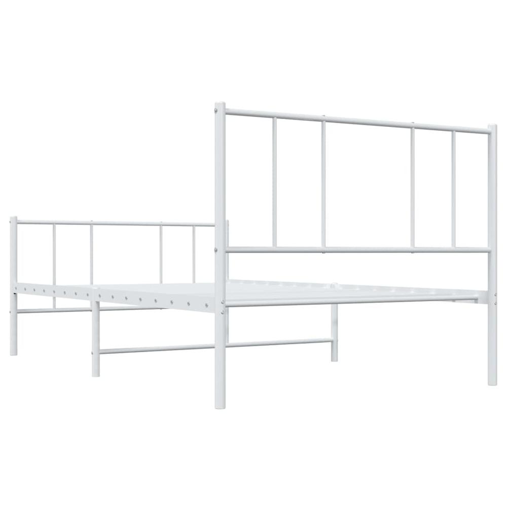 Metal Bed Frame with Headboard and Footboard White 39.4"x78.7". Picture 7