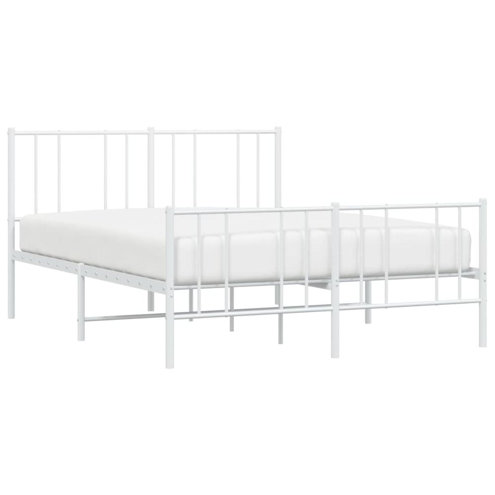 Metal Bed Frame with Headboard and Footboard White 59.8"x78.7". Picture 2