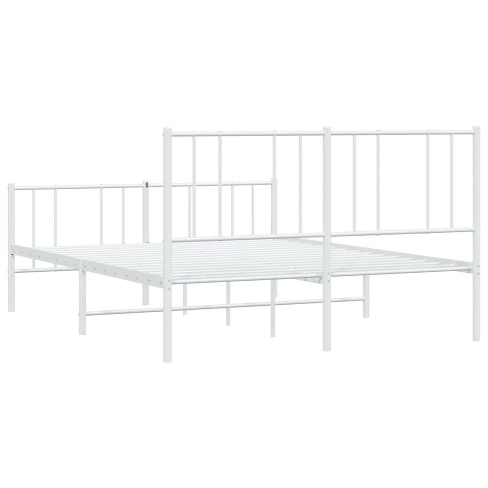 Metal Bed Frame with Headboard and Footboard White 59.8"x78.7". Picture 7