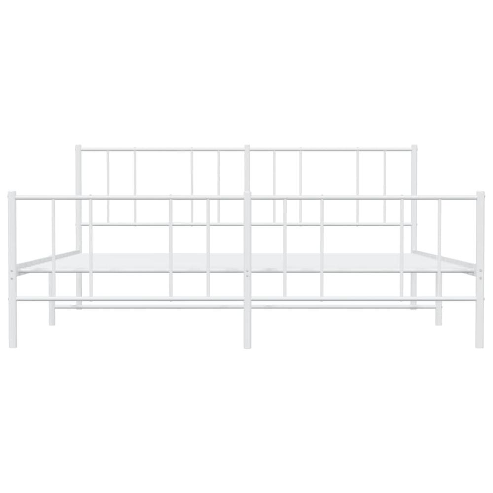 Metal Bed Frame with Headboard and Footboard White 76"x79.9" King. Picture 5