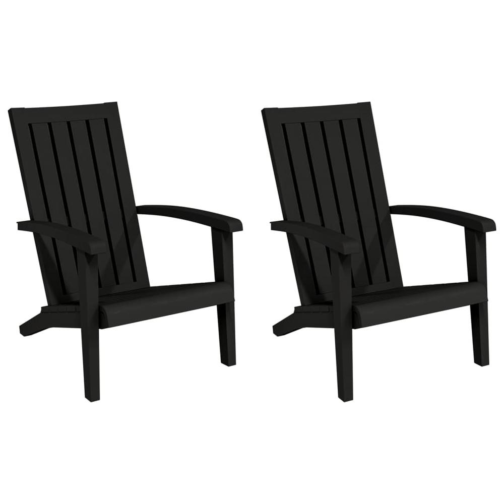 Patio Adirondack Chairs 2 pcs Black Polypropylene. Picture 1