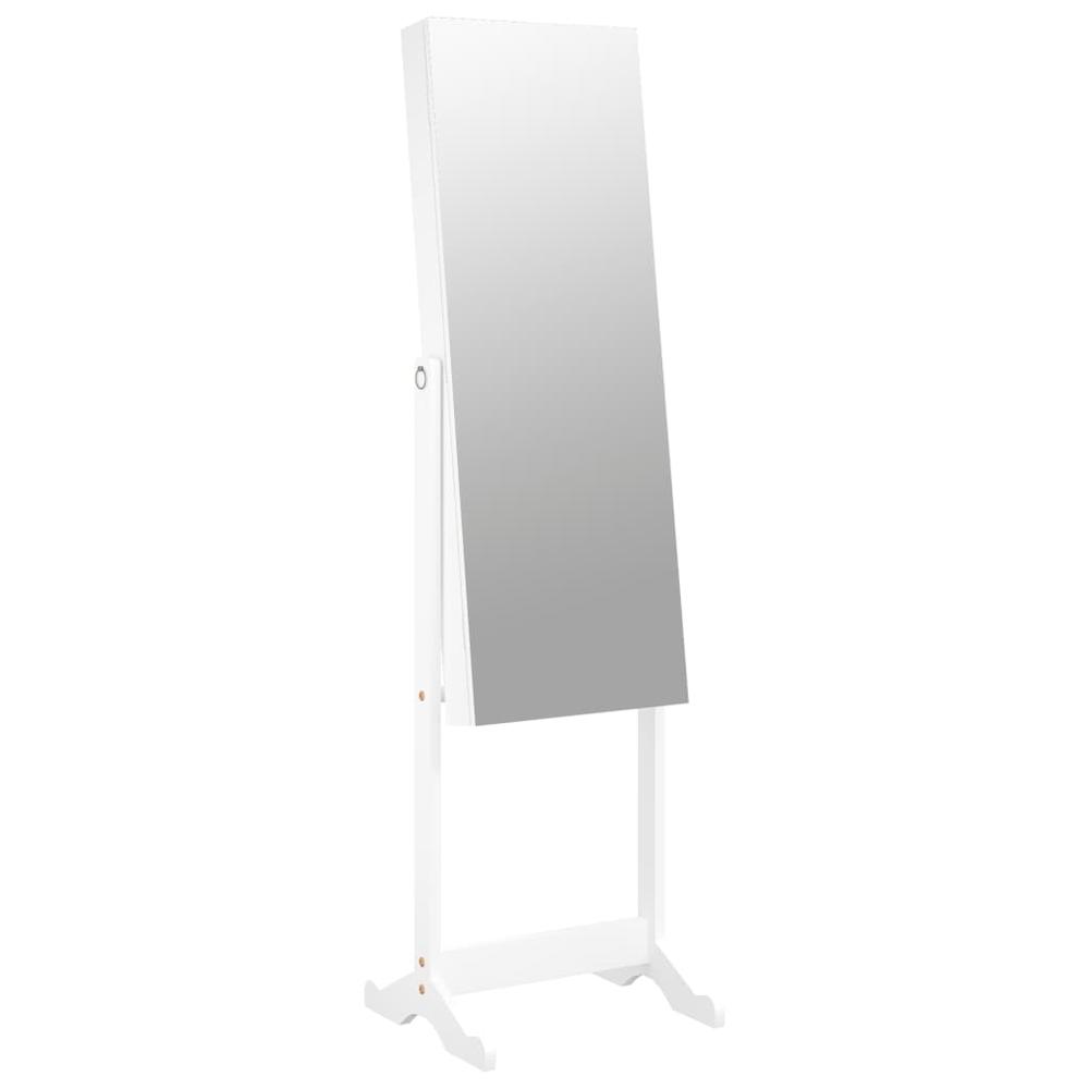 Mirror Jewellery Cabinet Free Standing White 16.5"x15"x59.8". Picture 1