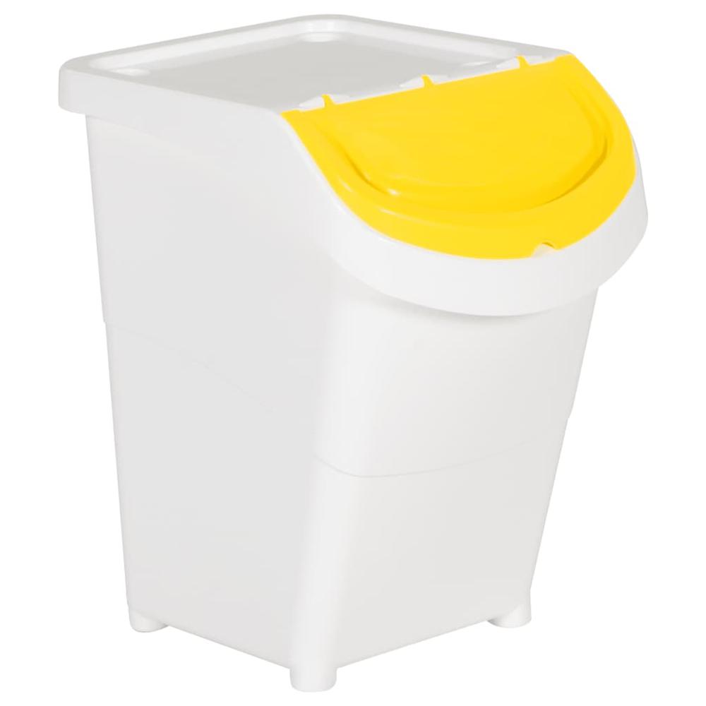 Stackable Waste Bins with Lids 3 pcs White PP 31.7 gal. Picture 1