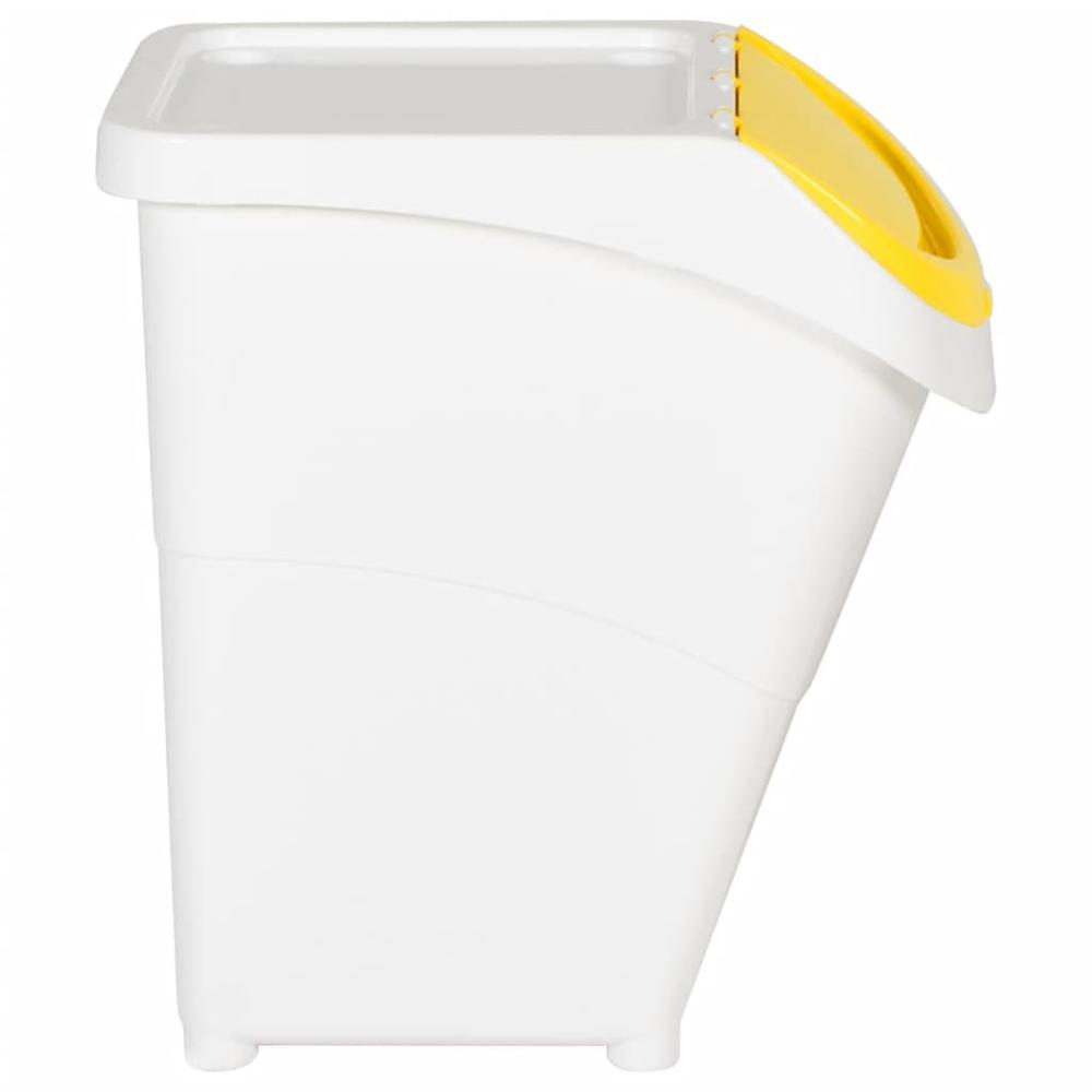 Stackable Waste Bins with Lids 3 pcs White PP 31.7 gal. Picture 3