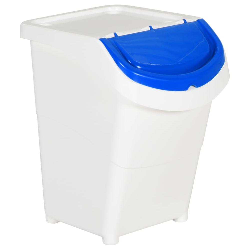 Stackable Waste Bins with Lids 3 pcs White PP 31.7 gal. Picture 6