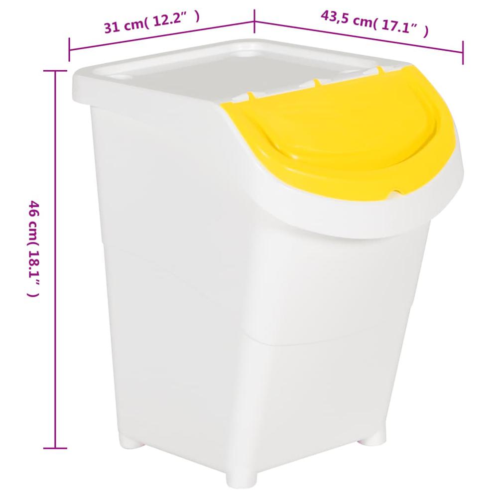 Stackable Waste Bins with Lids 3 pcs White PP 31.7 gal. Picture 8