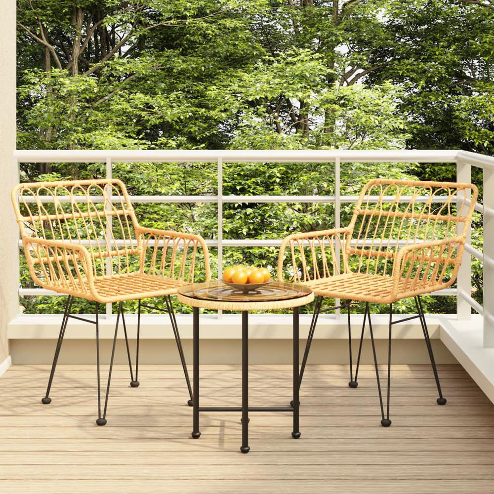 3 Piece Patio Dining Set Poly Rattan. Picture 11
