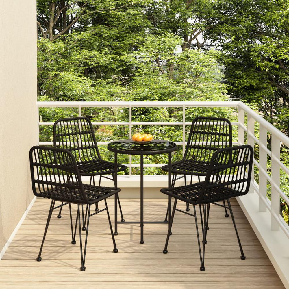 5 Piece Patio Dining Set Black Poly Rattan. Picture 11