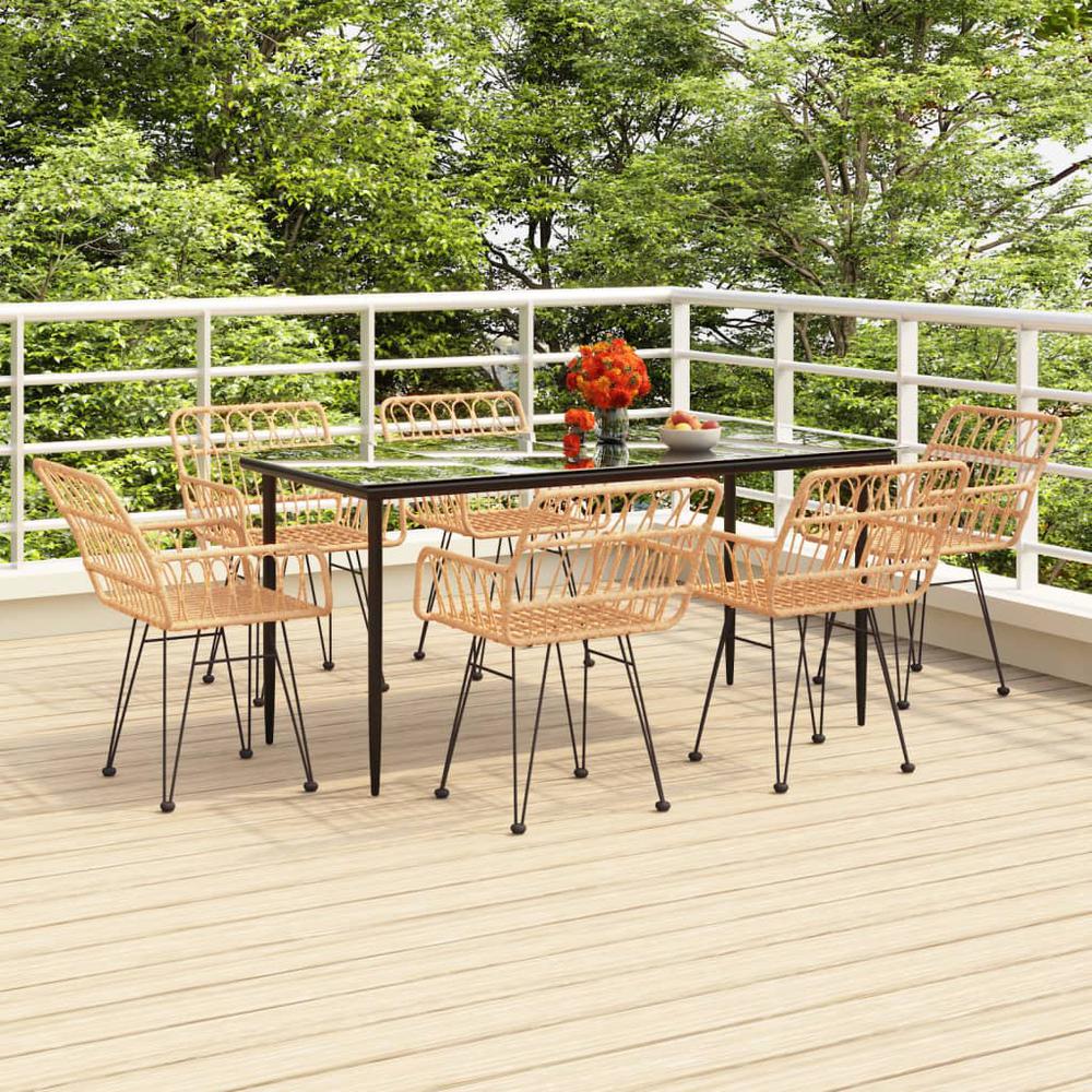7 Piece Patio Dining Set Poly Rattan. Picture 11