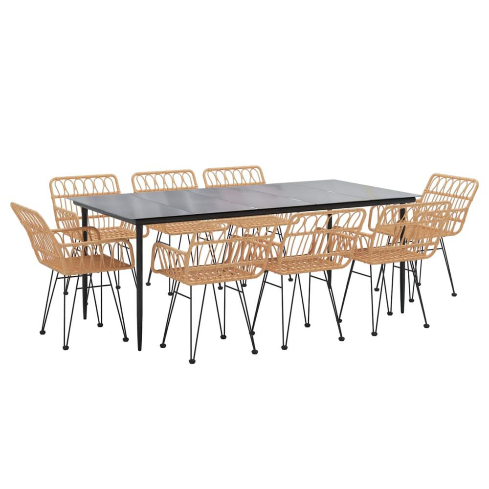 9 Piece Patio Dining Set Poly Rattan. Picture 2