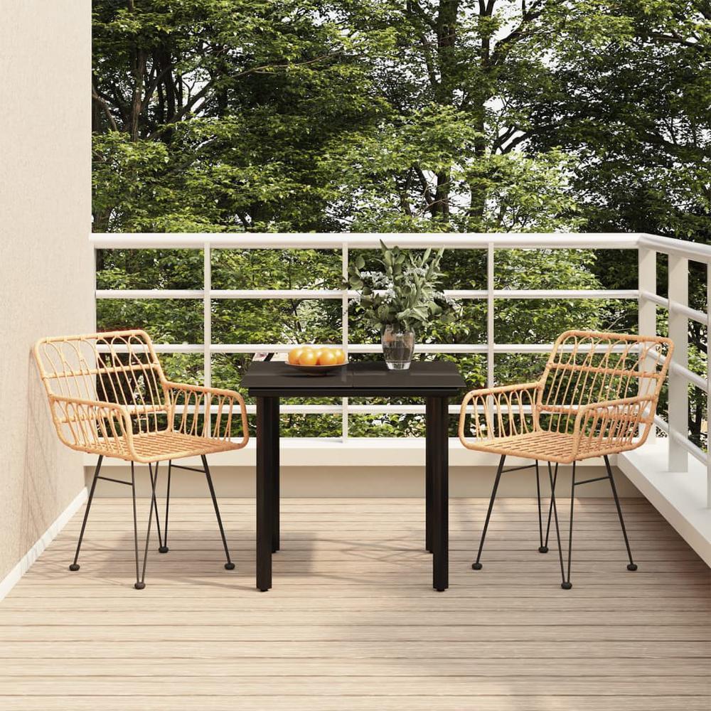 3 Piece Patio Dining Set Poly Rattan. Picture 11
