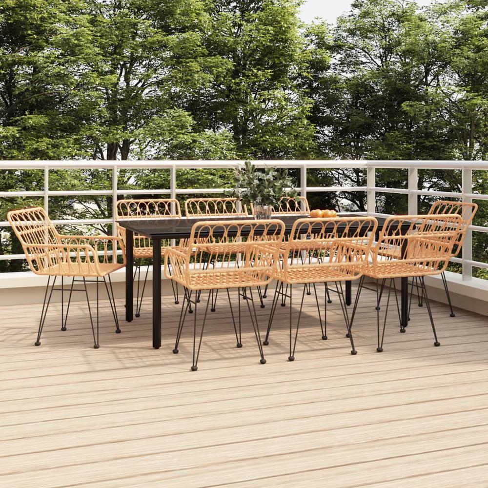 9 Piece Patio Dining Set Poly Rattan. Picture 11
