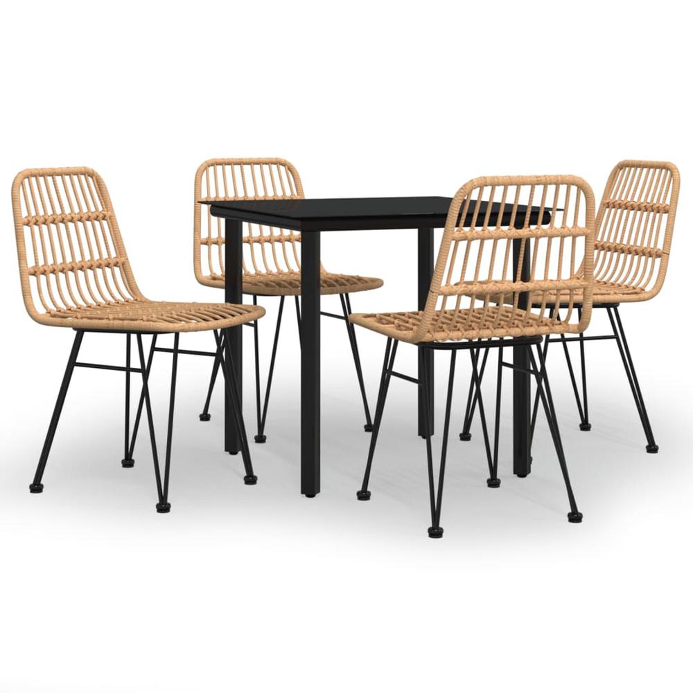 5 Piece Patio Dining Set Poly Rattan. Picture 1